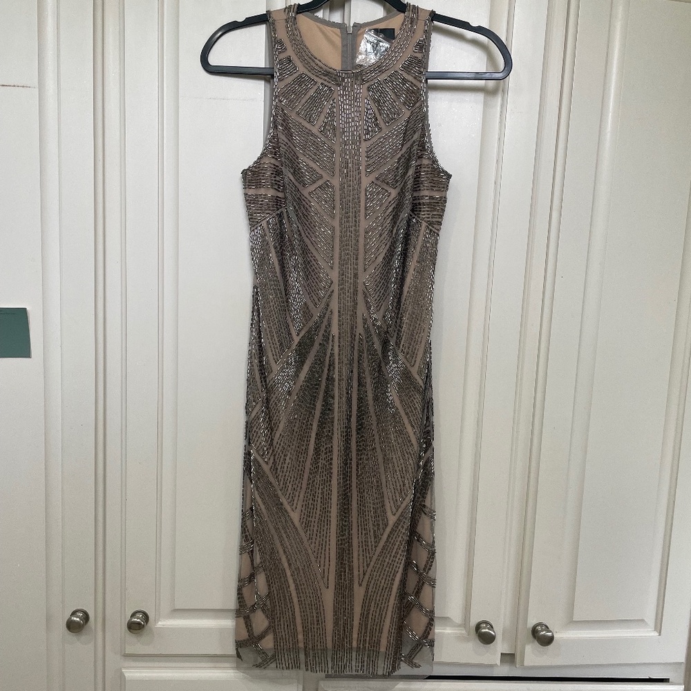 Gorgeous hand beaded cocktail dress; Art Deco inspired all over beading